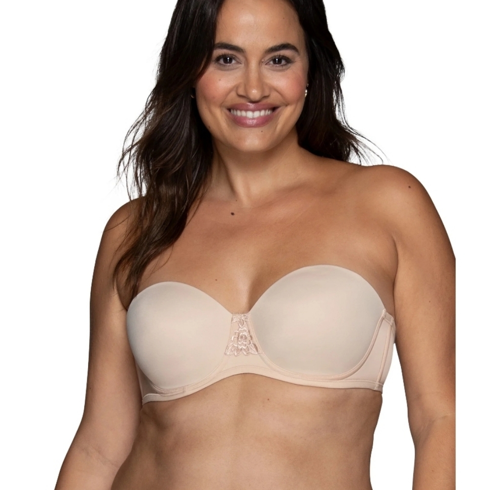 Vanity Fair 74380 Strapless Bra 34D Rose Beige Underwire 4 Way Stretch MSRP $50